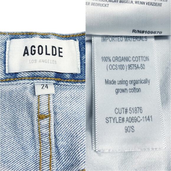 AGOLDE 90's Mid-Rise Loose Fit Jean in Captured Size 24 Button Fly Distressed - Picture 8 of 8
